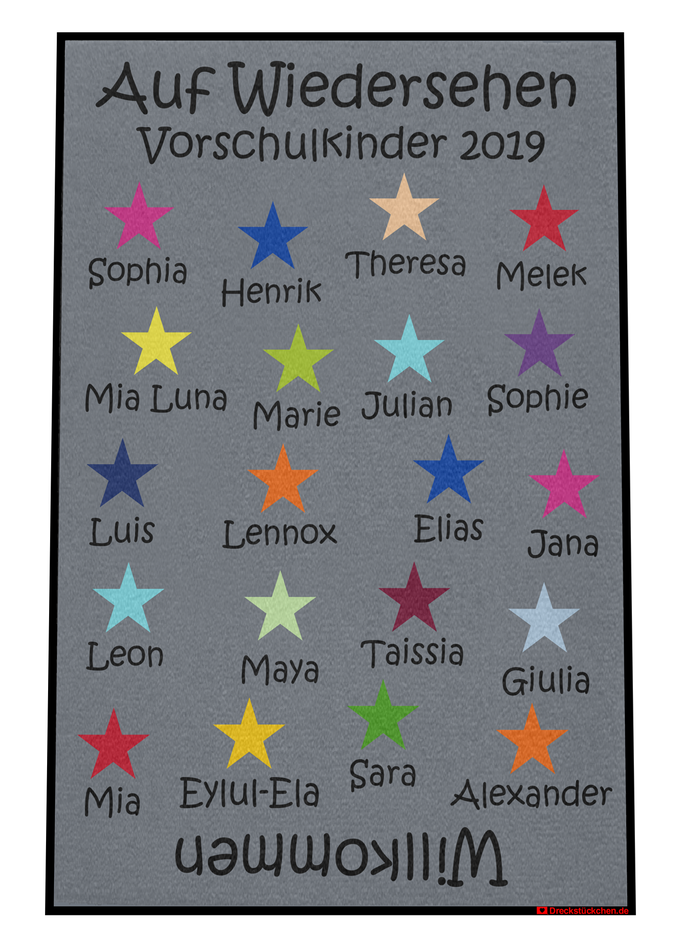 Kindergarten Vorschulkinder Abschiedsfußmatte Sterne Entwurf J