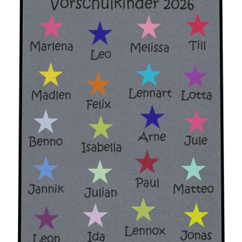 Dreckstückchen: Kindergarten Abschiedsfussmatte Sterne N80x120 Entwurf J | Dreckstückchen Fußmatten Fußmatte: Kindergarten Abschiedsfussmatte Sterne N80x120 Entwurf J