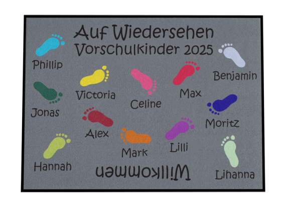 Fußmatte Kindergarten Abschiedsfussmatte Füße einzeln 90x65 Entwurf C
