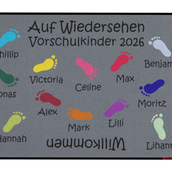 Dreckstückchen: Kindergarten Abschiedsfussmatte Füße einzeln N90x65 Entwurf C | Dreckstückchen Fußmatten Fußmatte: Kindergarten Abschiedsfussmatte Füße einzeln N90x65 Entwurf C