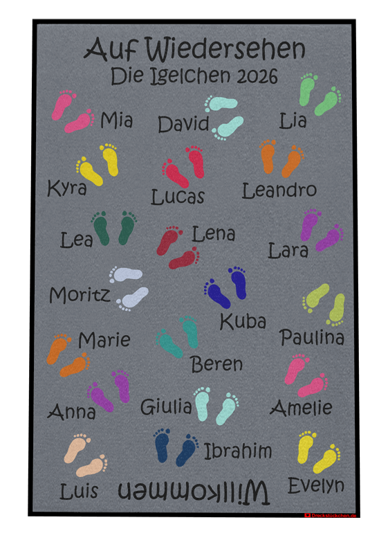 Dreckstückchen: Kindergarten Abschiedsfussmatte Fußpaare N80x120 Entwurf A | Dreckstückchen Fußmatten Fußmatte: Kindergarten Abschiedsfussmatte Fußpaare N80x120 Entwurf A