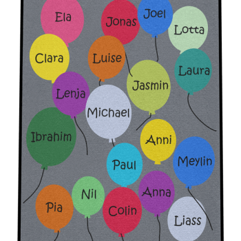 Dreckstückchen: Kindergarten Abschiedsfussmatte Luftballons N80x120 Entwurf H | Dreckstückchen Fußmatten Fußmatte: Kindergarten Abschiedsfussmatte Luftballons N80x120 Entwurf H