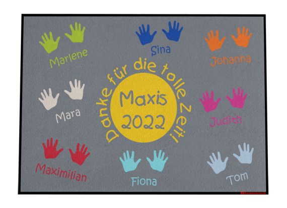 Fußmatte: Kindergarten-Abschiedsfussmatte Maxis Kreis mittig Kitaabschied Kita Abschiedsgeschenk