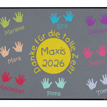 Dreckstückchen: Kindergarten-Abschiedsfussmatte Maxis Kreis mittig N100x70 Entwurf D | Dreckstückchen Fußmatten Fußmatte: Kindergarten-Abschiedsfussmatte Maxis Kreis mittig N100x70 Entwurf D