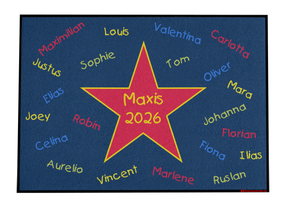 Fußmatte: Kindergarten Abschiedsfussmatte Stern mittig N100x70 Entwurf B