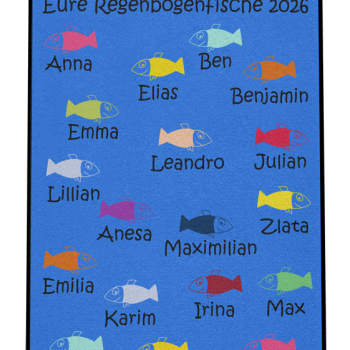 Dreckstückchen: Kindergarten Abschiedsfussmatte Fische N80x120 Entwurf K | Dreckstückchen Fußmatten Fußmatte: Kindergarten Abschiedsfussmatte Fische N80x120 Entwurf K