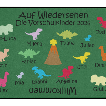 Dreckstückchen: Kindergarten Abschiedsfussmatte Dinos N120x80 Entwurf M | Dreckstückchen Fußmatten Fußmatte: Kindergarten Abschiedsfussmatte Dinos N120x80 Entwurf M