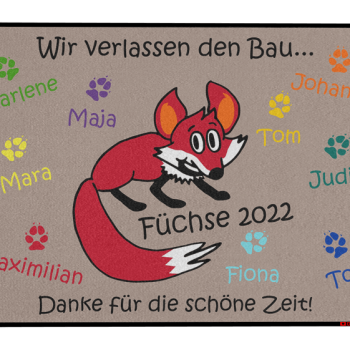 Fußmatte: Kindergarten Abschiedsfussmatte Fuchs 90x65 Kitaabschied Kita Abschiedsgeschenk