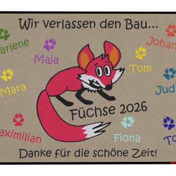 Dreckstückchen: Kindergarten Abschiedsfussmatte Fuchs N90x65 Entwurf N | Dreckstückchen Fußmatten Fußmatte: Kindergarten Abschiedsfussmatte Fuchs N90x65 Entwurf N