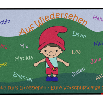 Dreckstückchen: Kindergarten Abschiedsfussmatte Zwerg N120x80 Entwurf O | Dreckstückchen Fußmatten Fußmatte: Kindergarten Abschiedsfussmatte Zwerg N120x80 Entwurf O