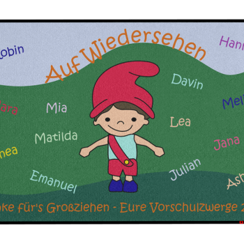 Fußmatte Kindergarten Abschiedsfussmatte Zwerg N120x80 Entwurf O