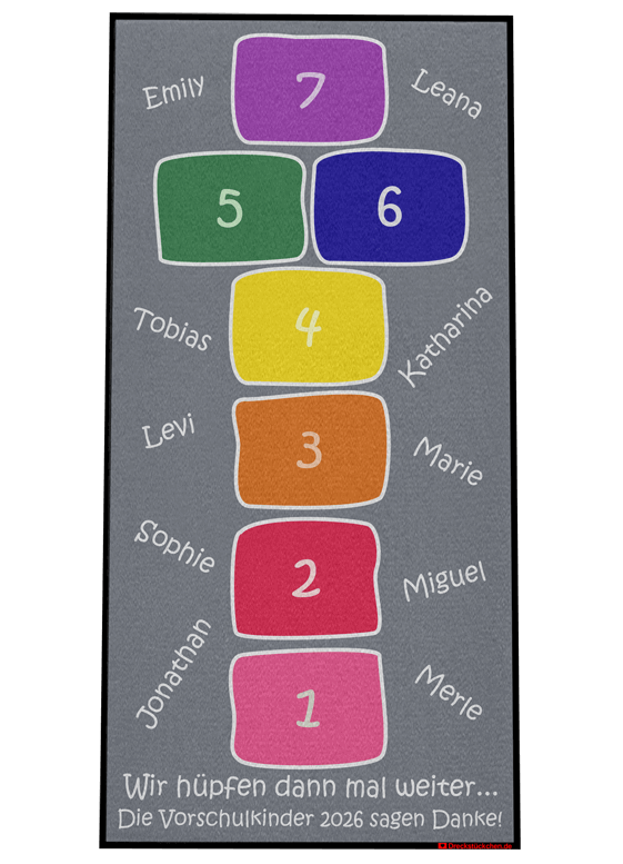 Dreckstückchen Fußmatte Kindergarten Abschiedsfussmatte Hüpffeld Regenbogen N75x150 Entwurf G | Dreckstückchen Fußmatten Fußmatte Kindergarten Abschiedsfussmatte Hüpffeld Regenbogen N75x150 Entwurf G