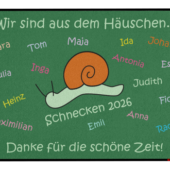 Dreckstückchen: Kindergarten Abschiedsfussmatte Schnecke N90x65 Entwurf P | Dreckstückchen Fußmatten Fußmatte: Kindergarten Abschiedsfussmatte Schnecke N90x65 Entwurf P