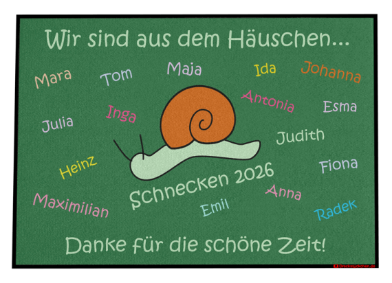 Fußmatte: Kindergarten Abschiedsfussmatte Schnecke N90x65 Entwurf P