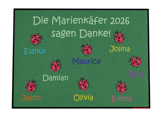 Fußmatte: Kindergarten Abschiedsfussmatte Marienkäfer N90x65 Entwurf V