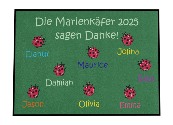 Fußmatte Kindergarten Abschiedsfussmatte Marienkäfer N90x65 Entwurf V