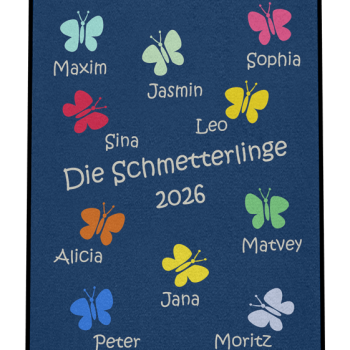 Dreckstückchen: Kindergarten Abschiedsfussmatte Schmetterlinge N80x120 Entwurf U | Dreckstückchen Fußmatten Fußmatte: Kindergarten Abschiedsfussmatte Schmetterlinge N80x120 Entwurf U