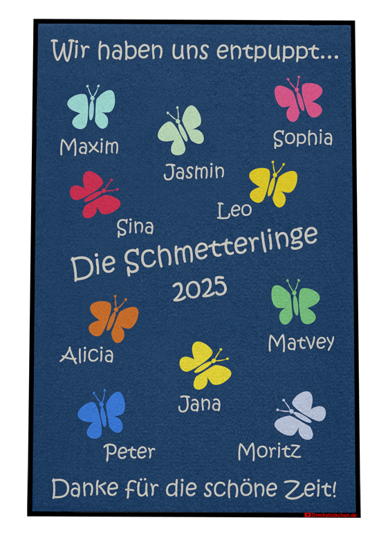Fußmatte Kindergarten Abschiedsfussmatte Schmetterlinge N80x120 Entwurf U