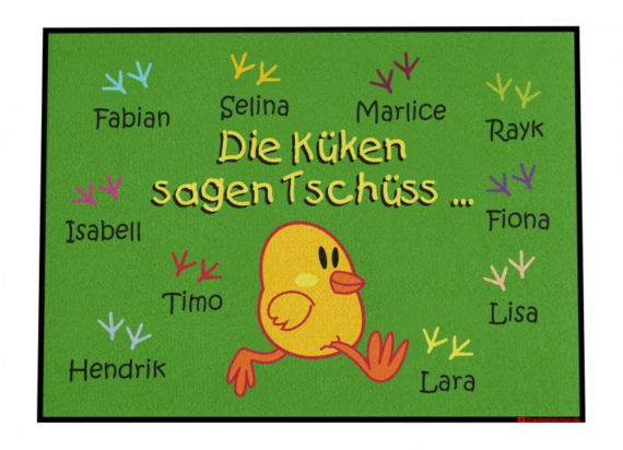 Fußmatte: Kindergarten Abschiedsfussmatte Küken 90x65 Entwurf W