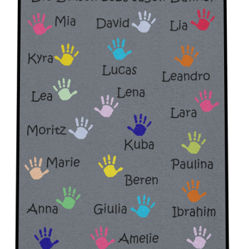 Dreckstückchen Kindergarten Abschiedsfussmatte Handabdruck 80x120 Entwurf Z | Dreckstückchen Fußmatten Fußmatte Kindergarten Abschiedsfussmatte Handabdruck 80x120 Entwurf Z