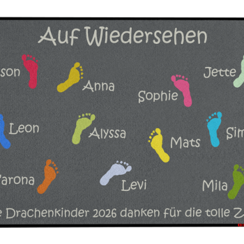 Dreckstückchen: Kindergarten Abschiedsfussmatte Fußabdruck N100x70 Entwurf AA | Dreckstückchen Fußmatten Fußmatte: Kindergarten Abschiedsfussmatte Fußabdruck N100x70 Entwurf AA
