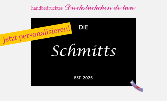 Dreckstückchen: Fußmatte mit Namen handgedruckt Hochzeit